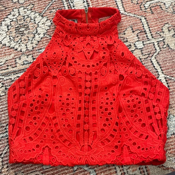 Forever 21 Tops - Crocheted Red Crop Top